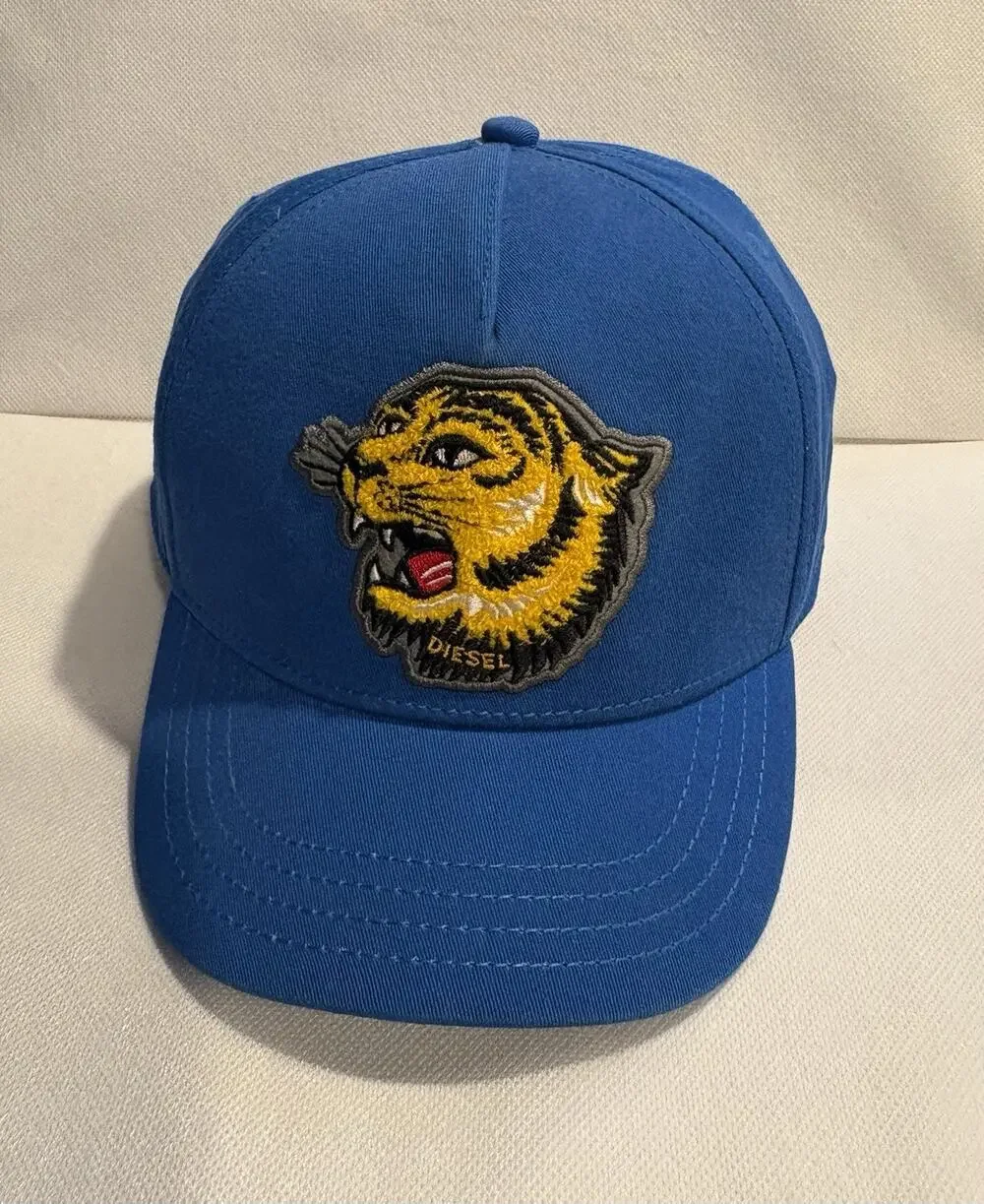 Diesel Kids Hat Cap Royal Blue with Embroidered Tiger Size 3 Large L